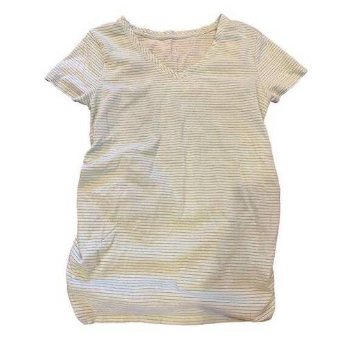 Isabel Maternity  Mint Green Sparkly Silver Stripe V-Neck T-Shirt, Side Elastic