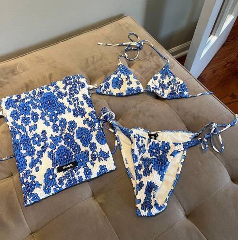Triangl blue and white floral swimsuit