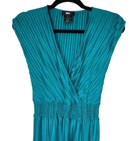 DKNY  Teal Pleated Sleeveless Midi Dress