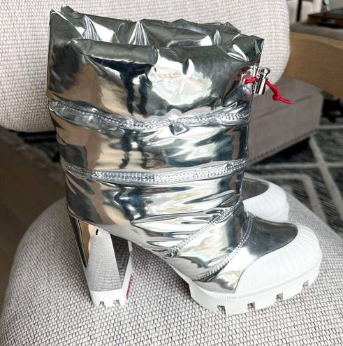 Christian Louboutin  Oriona Lug Puffer Boots 100 in Silver