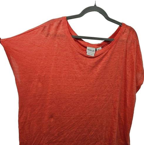 Rachel Zoe  Linen Dolman T-Shirt Top Womens Size 2X Short Sleeve Orange