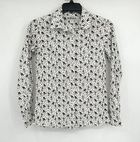 Ariat  White Horse Print Button Down Shirt Women’s Size Small S