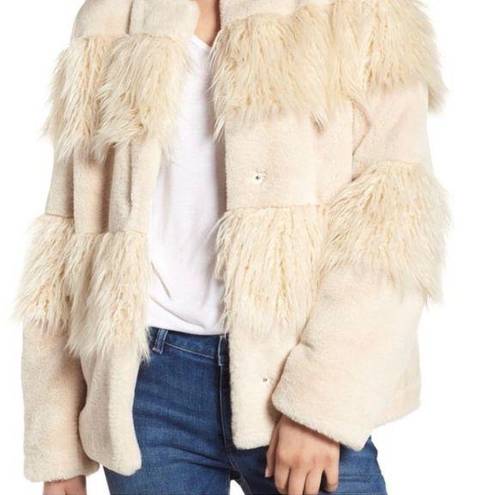 BCBGeneration FAUX FUR  IVORY JACKET COAT SIZE XS