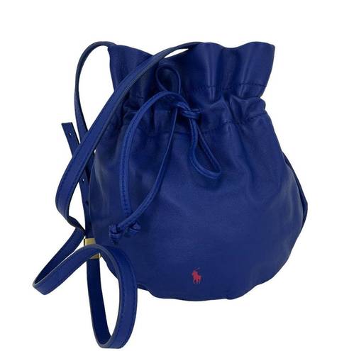 Polo  Ralph Lauren Blue Leather Pony Pouch Bucket Bag