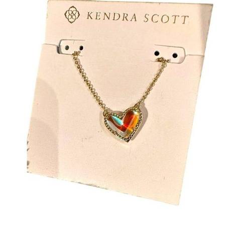 Kendra Scott  Ari Heart Dichromatic Necklace 14k Gold Plated. 17 - 20” NWT $60