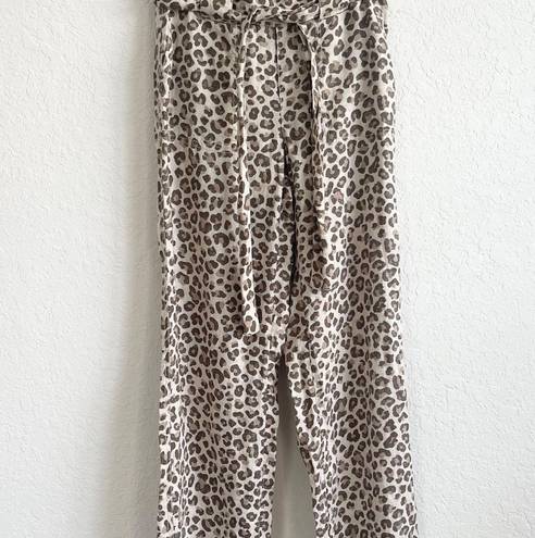 Caslon Leopard Print Track Style Belted Linen Pants in a size XS NWOT Casual Animal Print