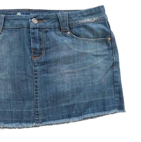 Candie's  Distressed Light Wash Y2K Denim Jean Mini Skirt Size 13 Junior