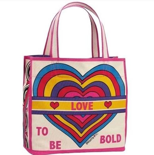 Brighton  Rainbow Bright Canvas Tote Bag Purse- pink-heart Tom Clancy NWT