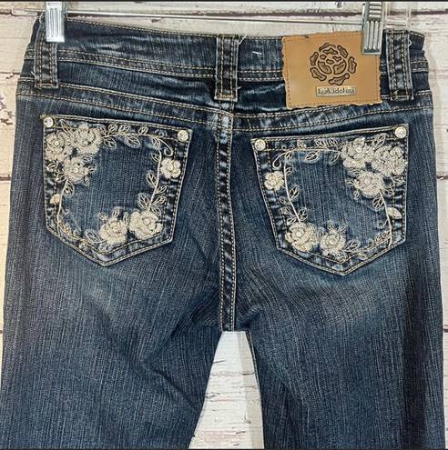 L.A. Idol USA Jeans Bootcut Embellished Distressed Dark Wash-5