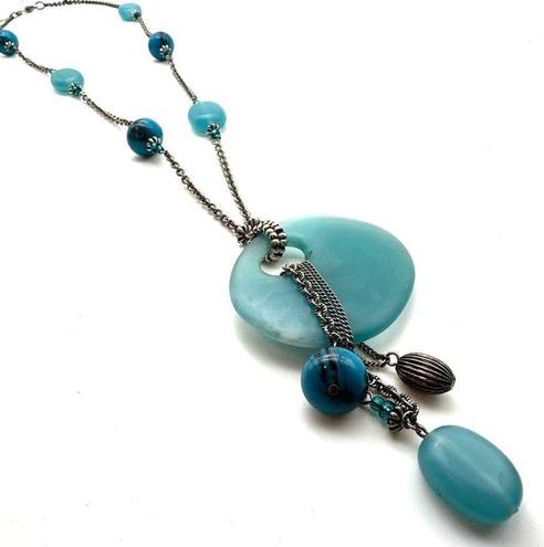 Coldwater Creek  Blue stone pendant dangle charm necklace