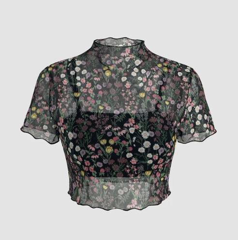 Cider Mesh Floral Top