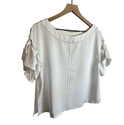 Tracy Reese Tie-Sleeve Boatneck Blouse