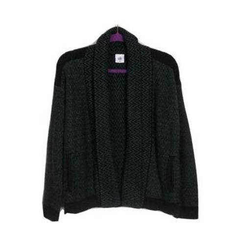 CAbi  Fireside Cardigan #3015 Green Black Knit Size Medium