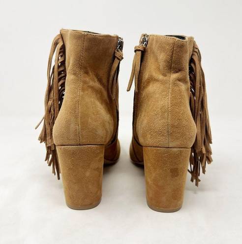 Rebecca Minkoff [ Ilan Brown Suede Leather Fringed Pointed Toe Ankle Boots 9.5