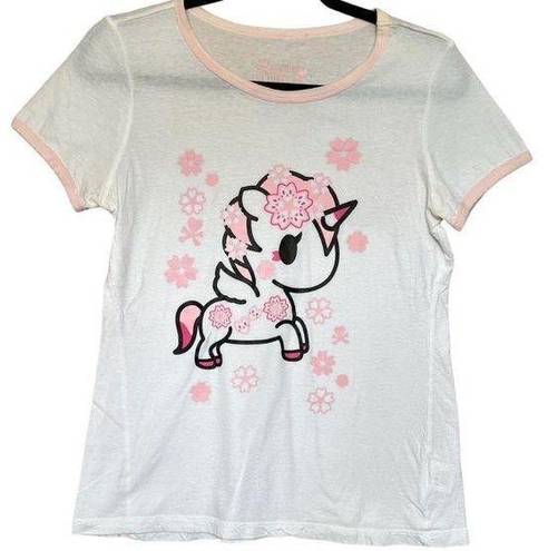 Tokidoki  white and pink unicorn graphic t-shirt