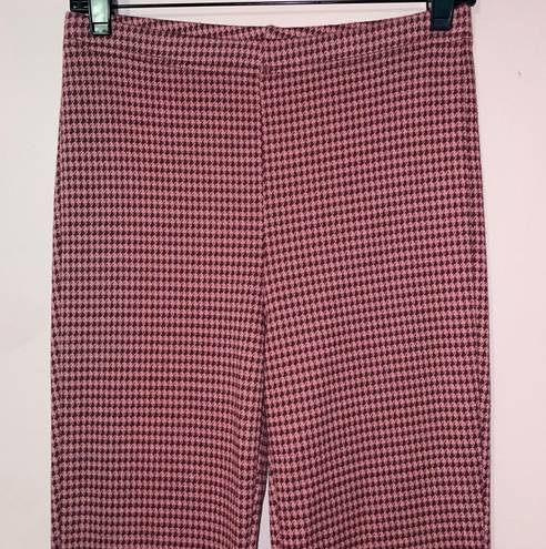 Aerie Red Pink Houndstooth Flare Pants Size S NWT!