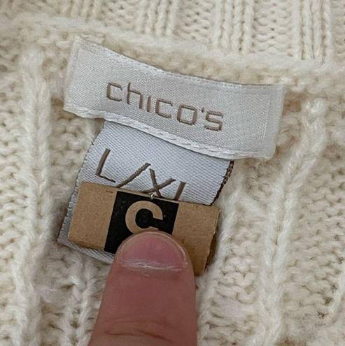 Chico's  white knitted poncho sweater size large/xl