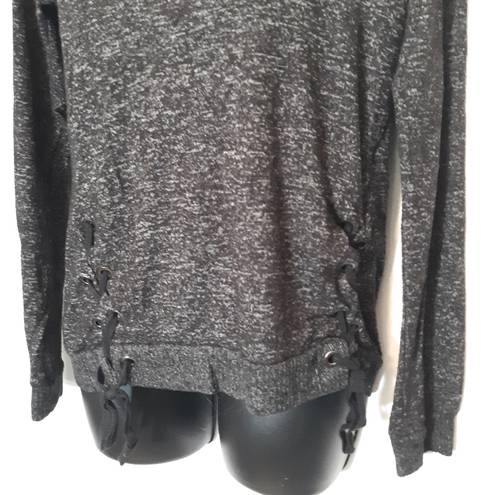 SO  gray lace up side sweater