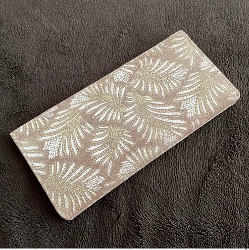 Anthropologie Mattie Suede Wallet/ Pouch Beige white and lime