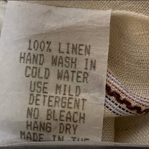 LUCHA the Label Linen Handkerchief High Low Stripe Cream Beige Skirt Sz 4 Tan