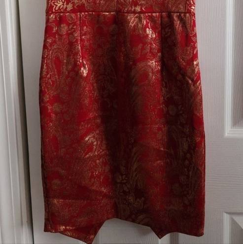 Love Culture NWT  Red Gold Foil Wrap Dress Size S