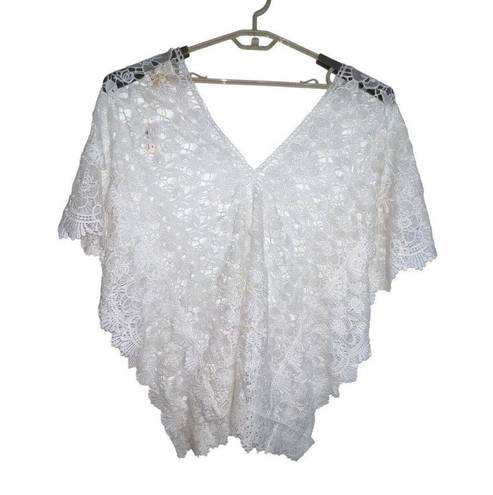 Yumi Kim  White Sheer Lace Tulum Tunic Swim Cover Up Batwing Women Size XS New