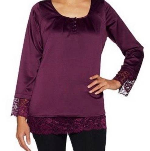 Isaac Mizrahi Live! Satin blouse with laces