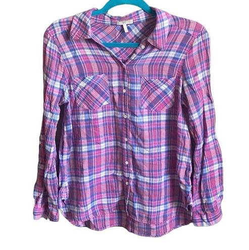 Joie  Aiden Plaid Button Down top. Size Small.