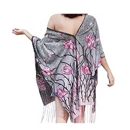 The Moon Pineapple 4 in 1 Shawl Scarf Womens One Size Bohemian Floral Pink Fringe