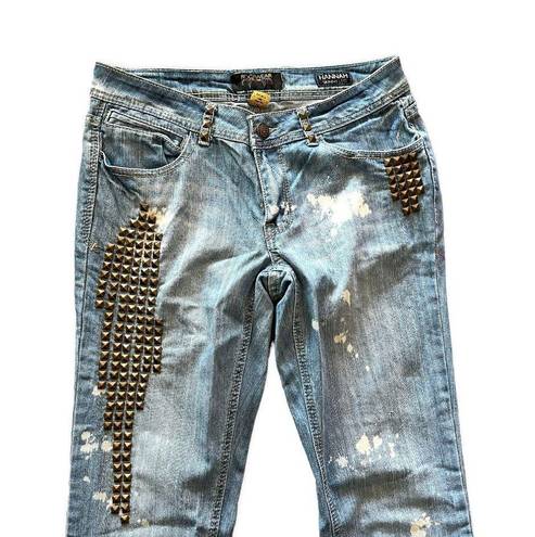 Rocawear Womens  Hannah Skinny Leg Studded Acid Wash Jeans - Sz 9