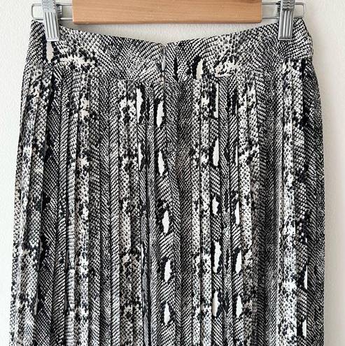 J.Crew NWT  Factory Sz O Womens Snakeskin Print Pleated Midi Skirt Black Cream