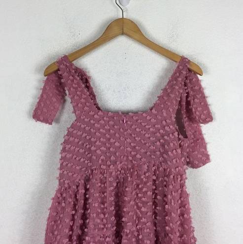 Likely NWOT Sister Jane  Lady Pink Pom Pom Babydoll Tiered Midi Dress XS Barbie