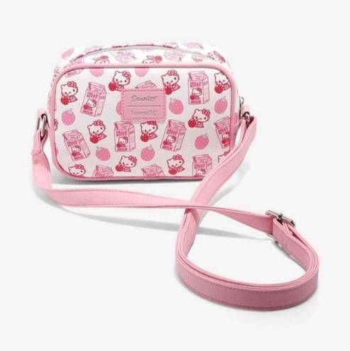 Sanrio New  Hello Kitty Loungefly pink coquette strawberry milk crossbody bag