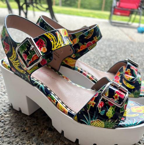 Betsey Johnson Fruit Pattern Platform Sandals