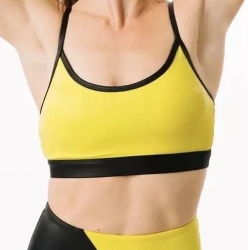 Zyia Neon Yellow Metallic Light N Tight Adjustable Bra Size XL