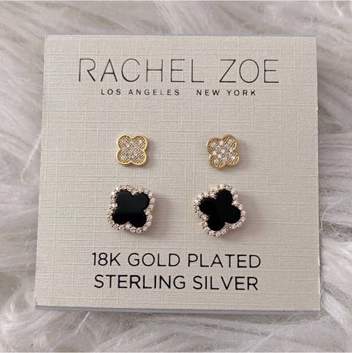 Rachel Zoe NWT 18k gold plated sterling silver set of two stud earrings