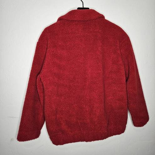 American Eagle  Sherpa Style Bomber Jacket in Red Size Small Oversized