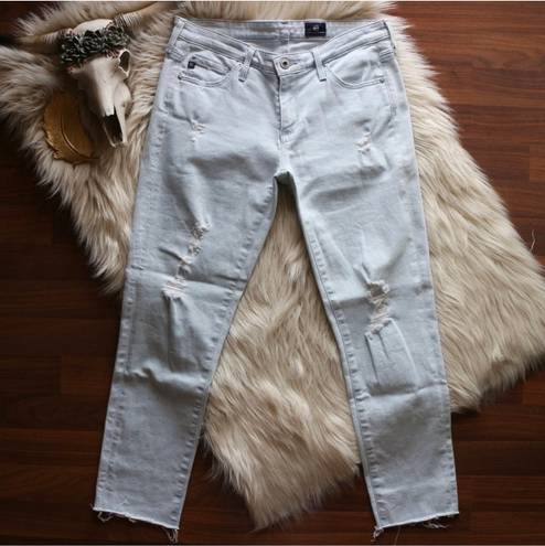 AG Adriano Goldschmied Stilt Crop Idyl Destroyed 26 Light Wash Distressed