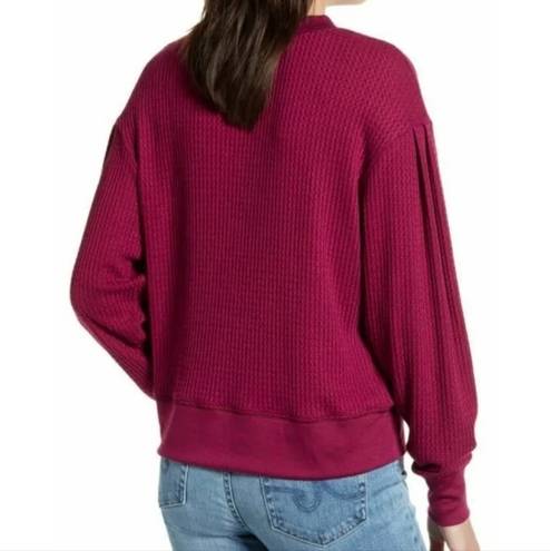 Treasure & Bond NWT  Burgundy Plum Waffle Crew Neck Sweater Size XS