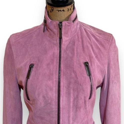 Ideology  Berlin Pink Suede Leather Moto Jacket Women's Size XS