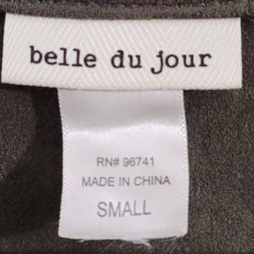 belle du jour Olive Green Faux Suede Vest, Sz Juniors Small