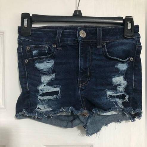 American Eagle  next level stretch Jean‎ denim short shorts size 00 distressed