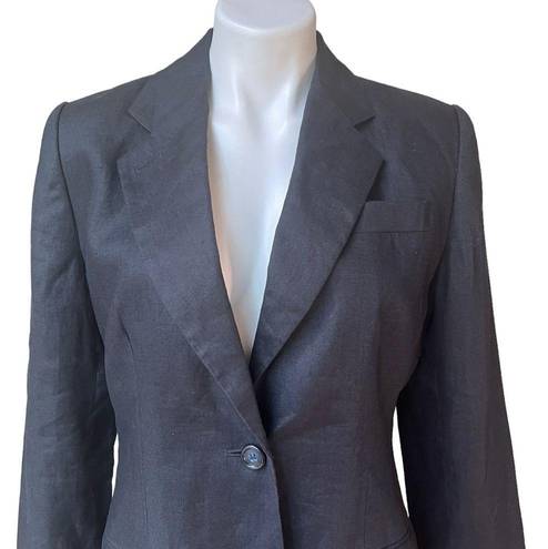 The Row Embassy Single Button Black Linen Jacket Blazer, Sz 4