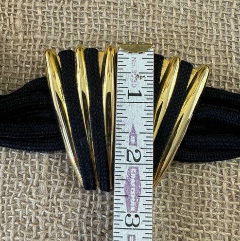 Vintage Black Rope Stretch Belt With Gold Toned Brass Hardware 28