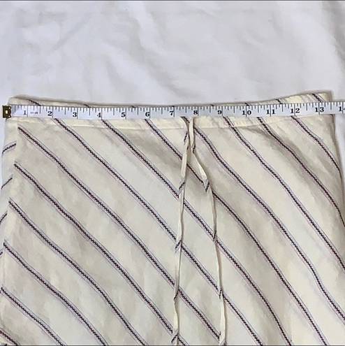 LUCHA the Label Linen Handkerchief High Low Stripe Cream Beige Skirt Sz 4 Tan