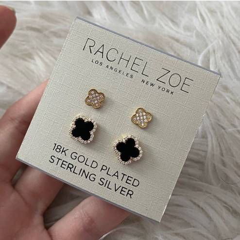 Rachel Zoe NWT 18k gold plated sterling silver set of two stud earrings