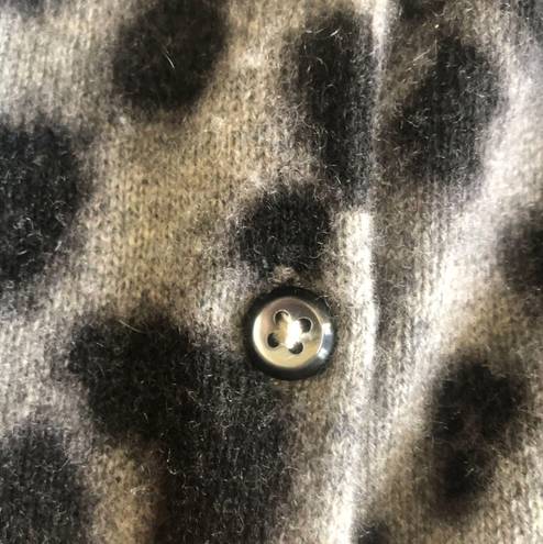 Apt. 9  Cashmere Grey & Black Leopard Animal Print Button Up Sweater