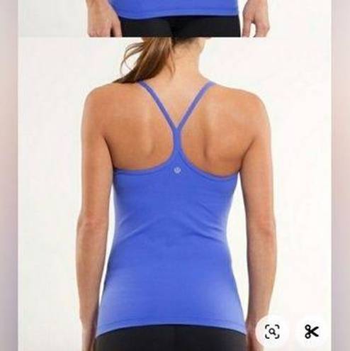 Lululemon  Size 6 Power Y Tank Top Blue Razor Back Activewear Built In Bra Yoga