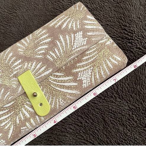 Anthropologie Mattie Suede Wallet/ Pouch Beige white and lime