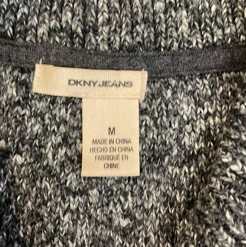 DKNY Gray Heather Knit Short Sleeve Cross Over V-Neck Pull Over Sweater Size M